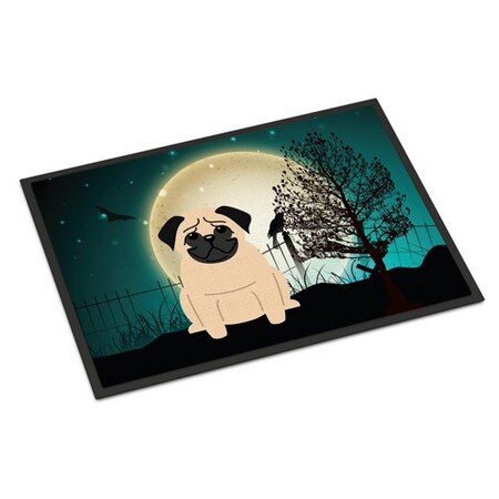 Carolines Treasures Halloween Scary Pug Fawn Indoor or Outdoor Mat, 24 x 0.25 x 36 in. BB2198JMAT